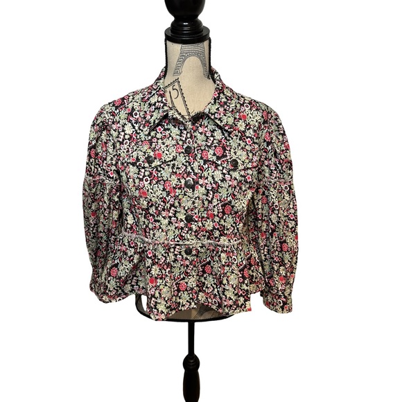 New Cinq A Sept, Party Print Lizzie Jacket, Garden Floral Peplum, Size 4 - Picture 2 of 13